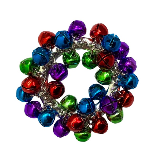 Jewelry - Multi Colored Christmas Bell Wreath Brooch